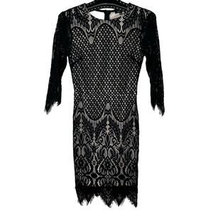 Entry Black 3/4 Sleeve Lace Mini Dress Small